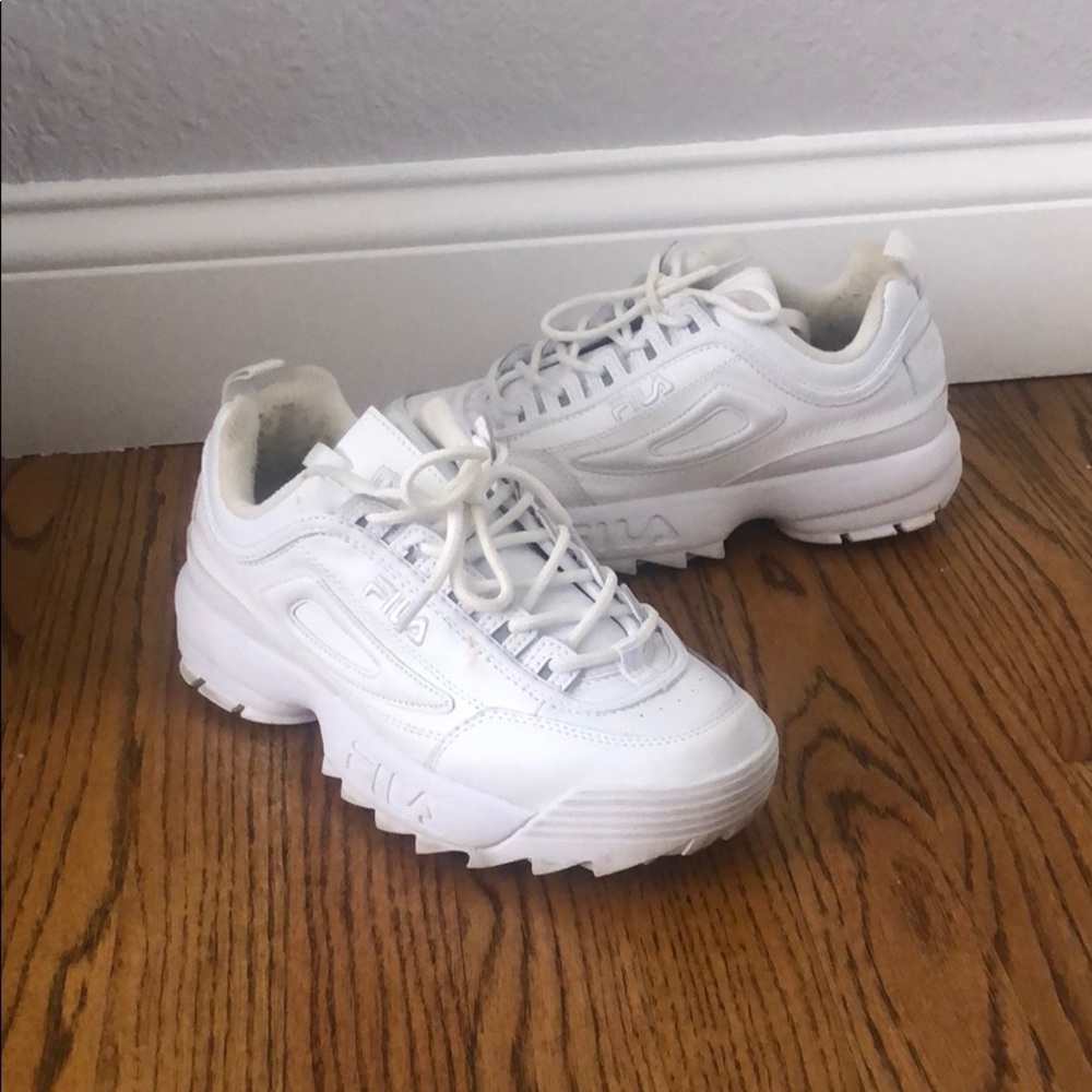All White FILA Disruptor 2